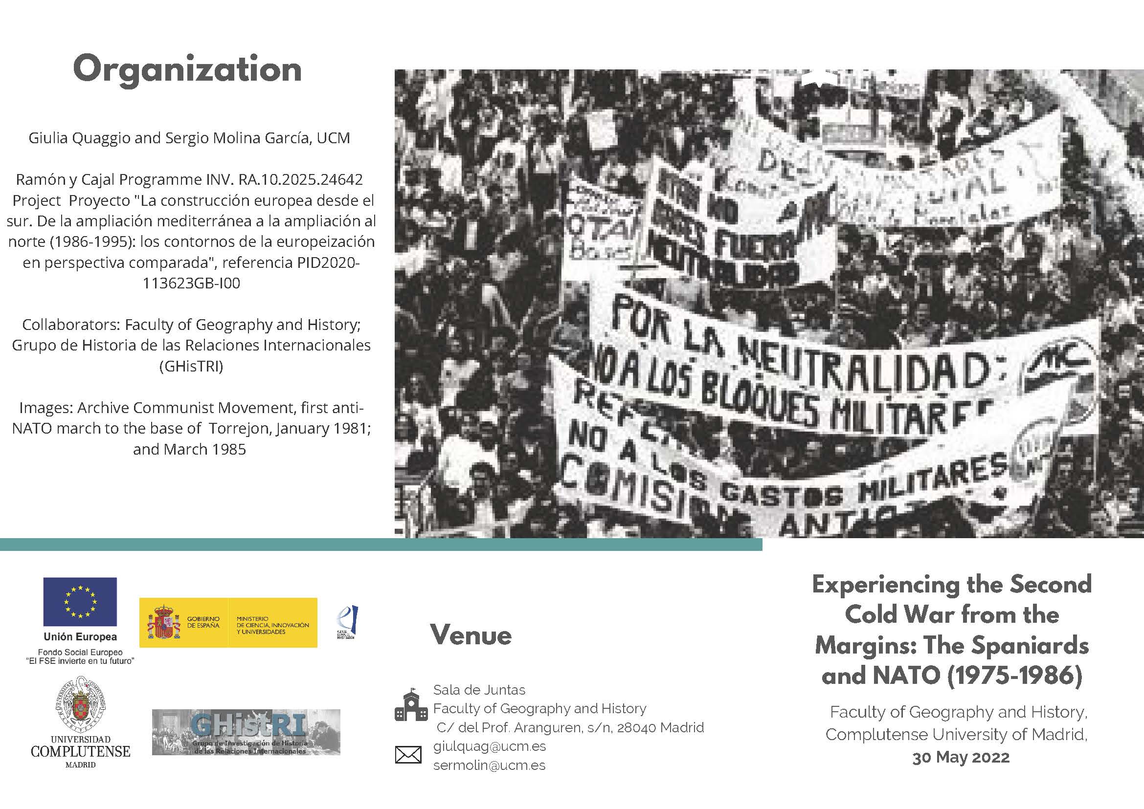 International Workshop Experiencing the Second Cold War from the Margins: The Spaniards and NATO (1975-1986)